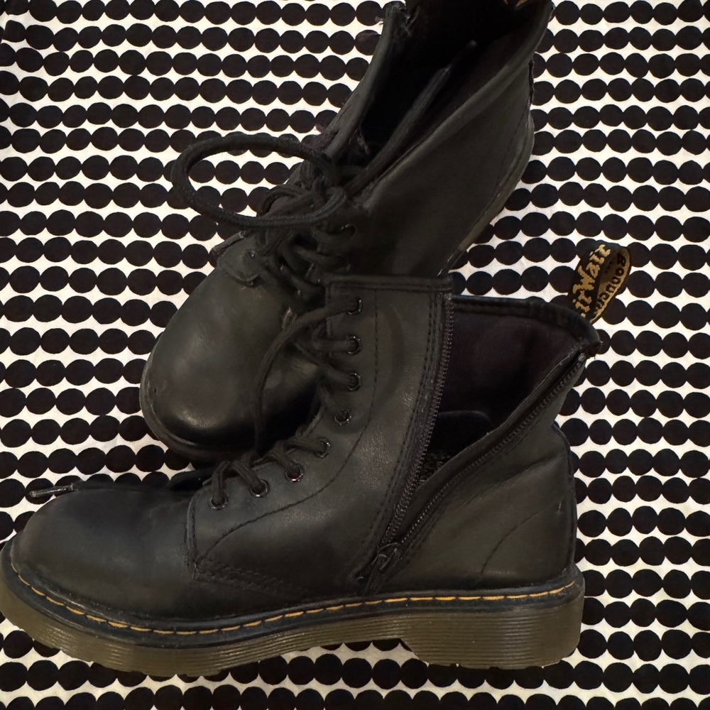 Dr. Martens Black Leather Boots Youth Worn Twice!